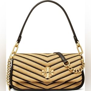 TORY BURCH Kira Small Straw Chevron Tassel Shoulder Bag